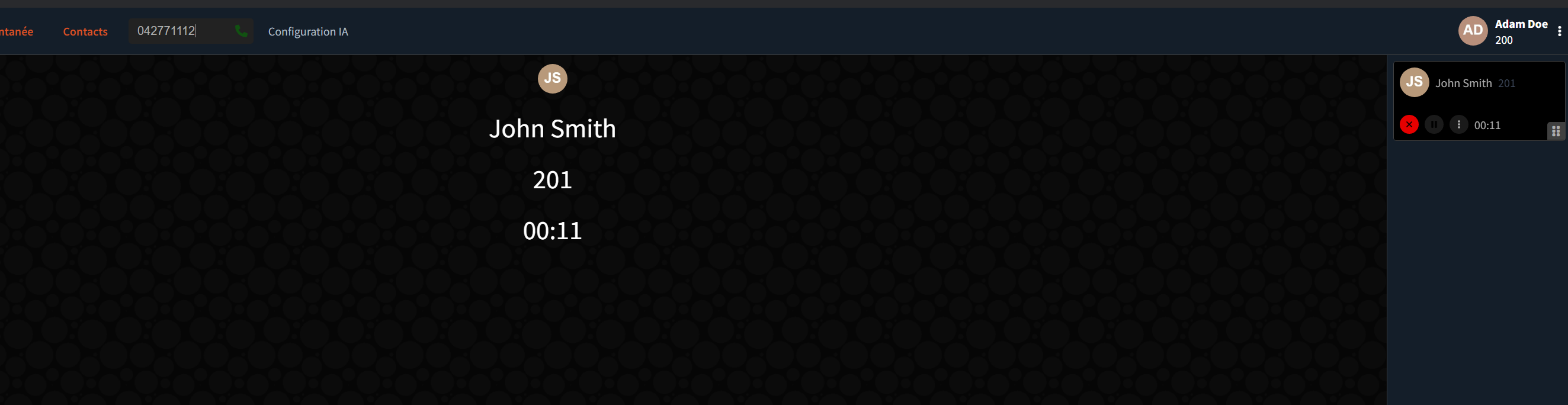 Appel en cours avec John Smith