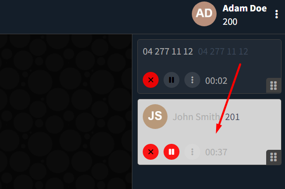 Glisser-déposer l'appel en attente sur le collègue