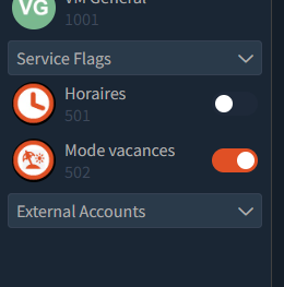 Drapeau Mode vacances activé