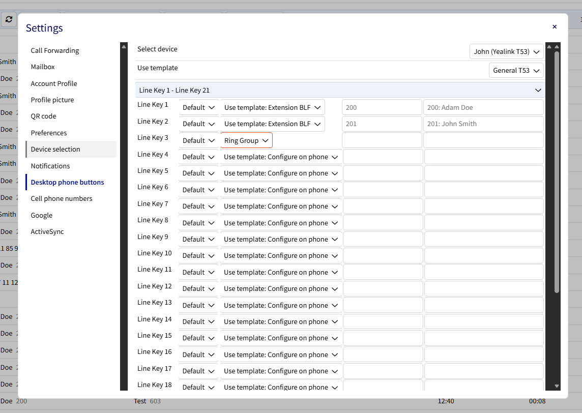 Configuration des touches de fonction dans Digitis Cloud