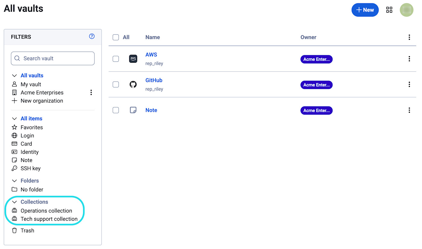 Vue d'une collection avec ses éléments
