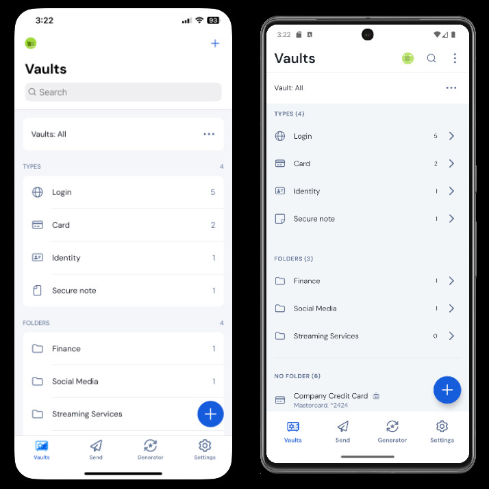 Application mobile Bitwarden - coffre-fort