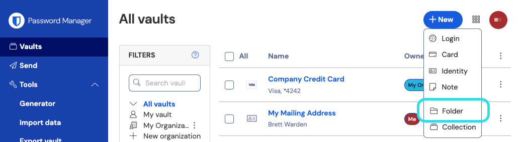 Formulaire d'ajout d'un nouvel identifiant